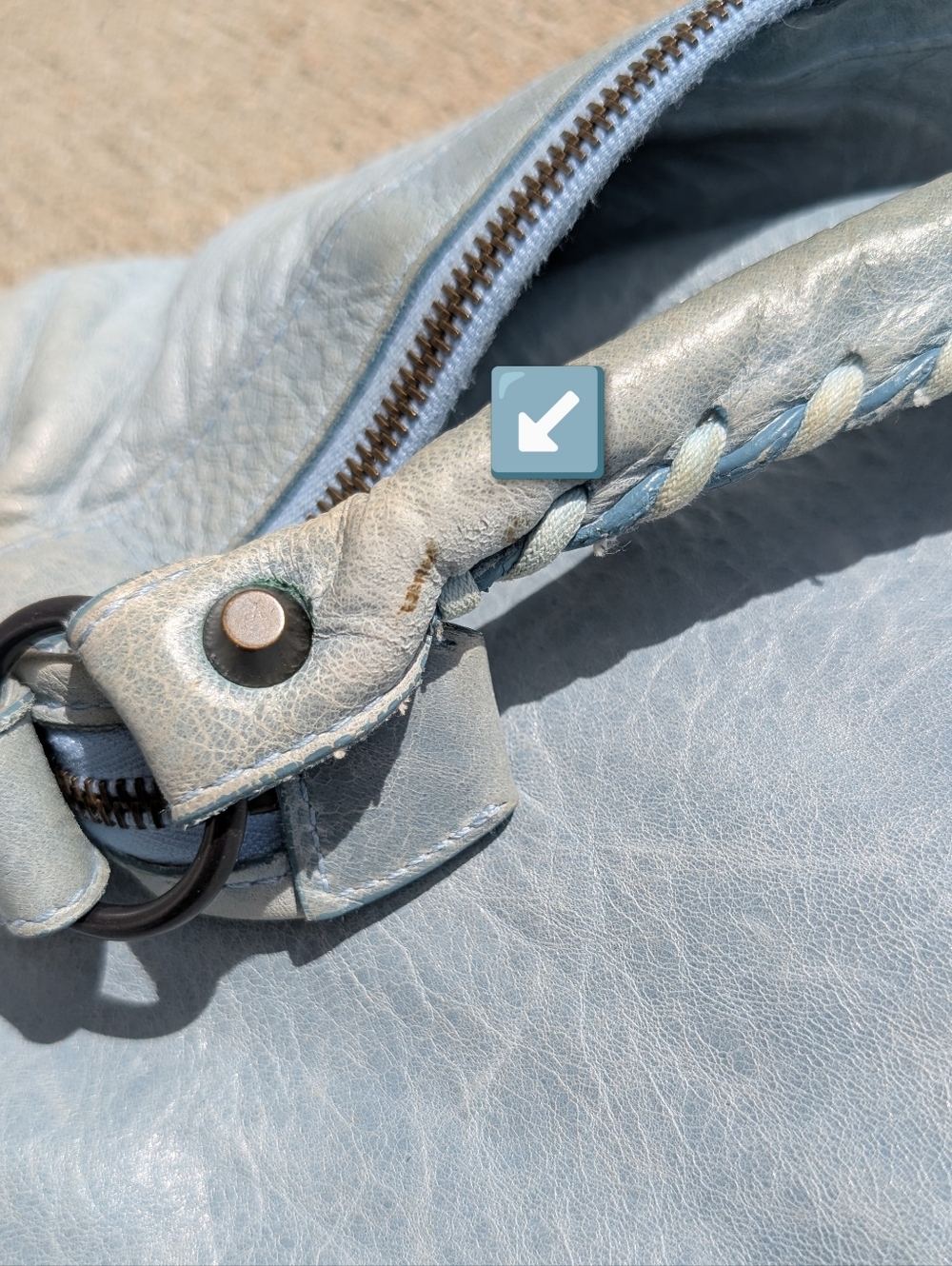 Balenciaga Leather Day Hobo Bag Light Blue Green Purse Shoulder Bag - Picture 14 of 16